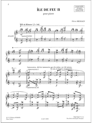Ile de Feu 2 - MESSIAEN - Partition - Piano